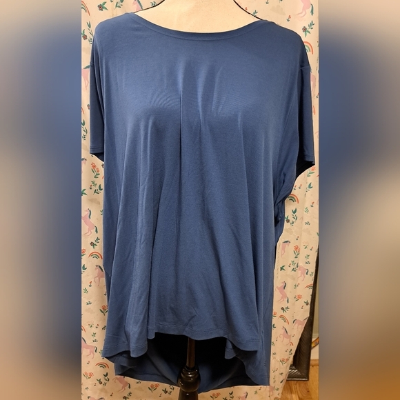 NWT Athleta Air Out Cinch Blue Casual Loose Fit Gym Yoga Plus Top SZ 3X - Picture 1 of 7